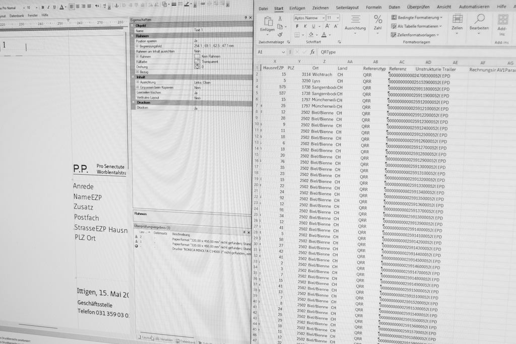 Bildschirm mit Adressdaten und Briefvorlage im Datenmanagement